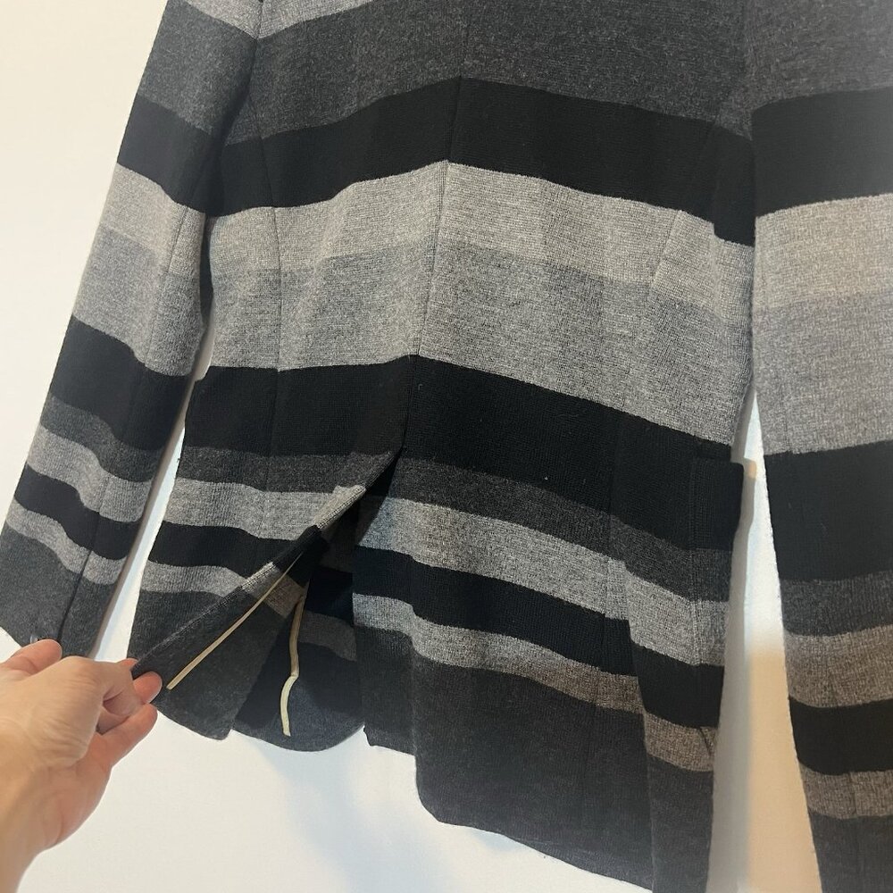 rag & bone Women’s 100% Wool Blazer Medium Size Striped Gray Black Knit Sweater - Picture 11 of 12